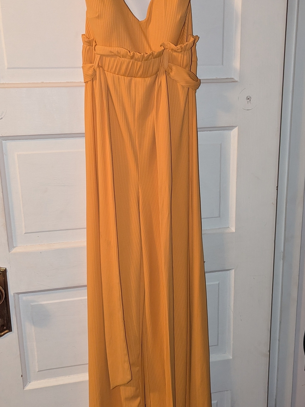 AKIRA Mustard Yellow V-Neck Romper with Waist Tie